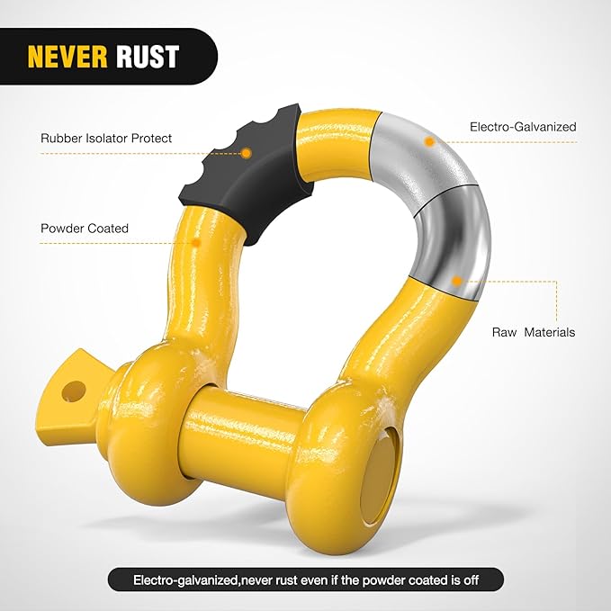 Nilight 2 Pack 3/4" D-Ring Shackle with 7/8" Screw Pin 41,887lbs Break Strength, Heavy Duty Off Road Recovery Shackle with Isolators Washers for Use with Tow Strap, Winch, Off-Road Truck Vehicle