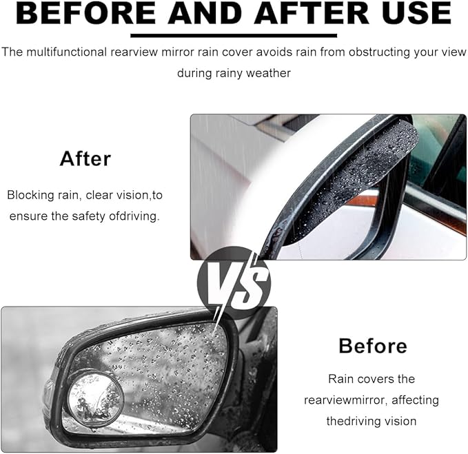 Wevdn 2 PCS Mirror Rain Visor Eyebrow, Waterproof PVC Auto Exterior Rear View Mirror Rain Visor Guard, Rainproof Side Mirror Rain Visor Eyebrow Cover for SUV Truck, Car Accessories (Aluminum Black)