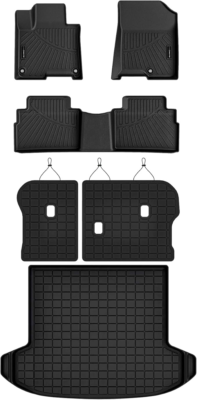 Auxko All Weather Floor Mats Cargo Mat with Backrest Mat for Kia Sportage PHEV 2026 2025 2024 2023 Only All Season TPE Accessories Odorless Anti-Slip Floor Liners Trunk Tray with Back Seat Protector