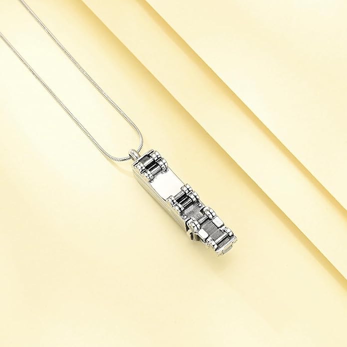 Urn Necklace for Ashes 18 Wheeler Semi Truck Cremation Jewelry for Men Memorial Urn Pendant Ashes Locket Necklace Keepsake Gifts