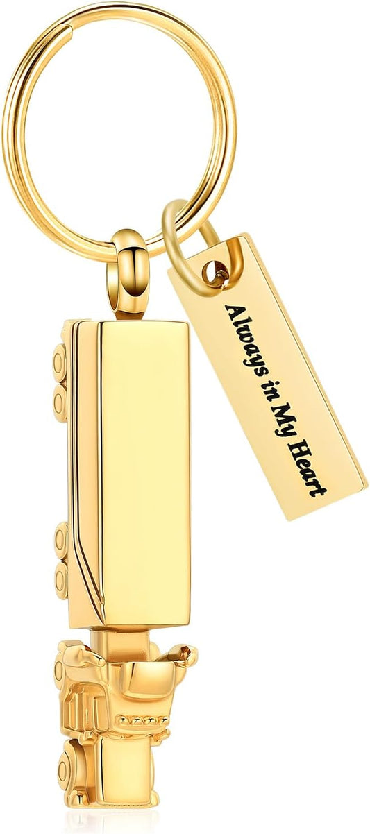Imrsanl 18 Wheeler Semi Truck Urn Keychain for Ashes for Men Women Memorial Pendant Key Ring Cremation Jewelry Keepsake
