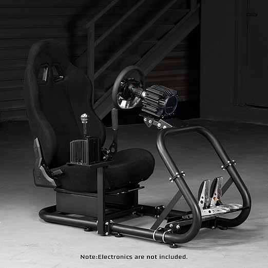 Dardoo Racing Simulator Cockpit Frame with Black Seat Fit for Moza, for Logitech G27 G29 G920 G923, for Thrustmaster, for Fanatec, Adjustable Racing Wheel Stand, Not Included Wheel Pedal and Handbrake