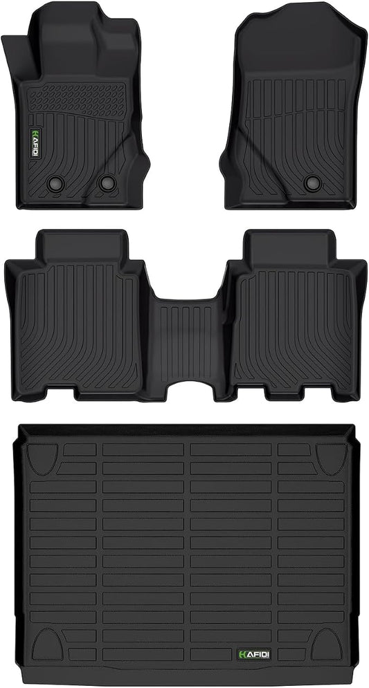 HAFIDI® Floor Mats & Cargo Liner Set Fit for 2021-2026 Ford Bronco 4 Door (Not for 2 Door & Sport) All Weather Protection TPE Anti-Slip Automotive Full Set Floor Liners Custom Accessories - Black