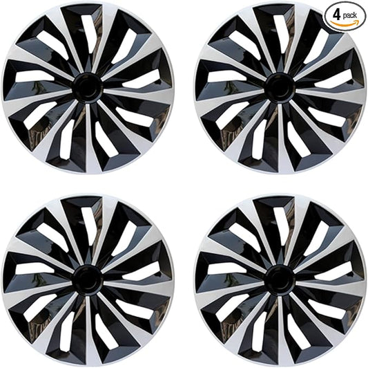 Hubcap Wheel Covers Replacement Size R15 Hub Caps Universal-Fit Steel Wheel Rims Cover ABS Tire Cap for Most Cars Trucks Sedans SUV -Set of 4（15-inch，Silver-Black）