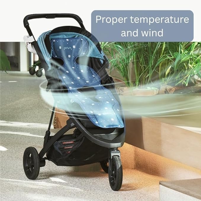Poled Airluv 4 Baby Car Seat Cooling Liner with Silent Fan – Summer Cooler Pad Cover Universal Fit for Infant & Toddler Carseat and Strollers, Breathable 3D Mesh, Whisper-Quiet Operation