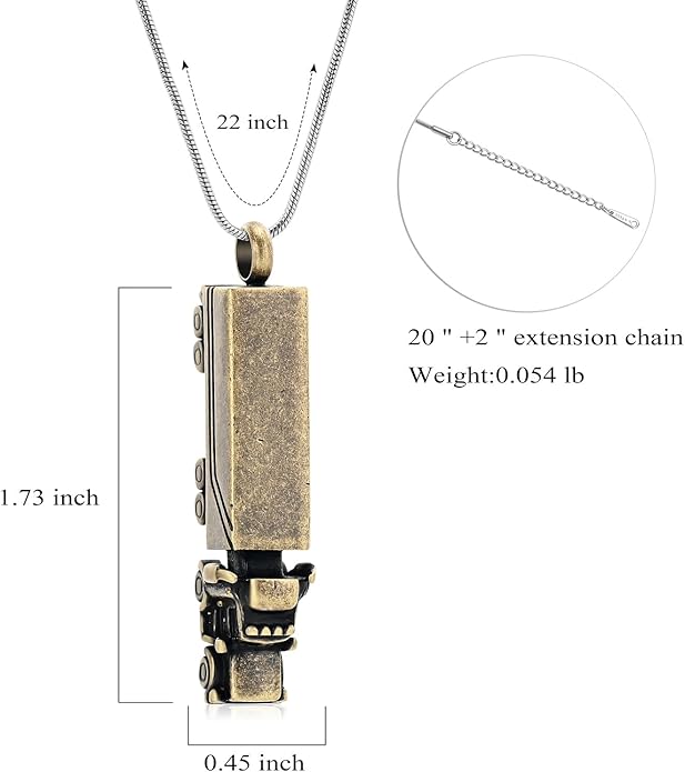 Urn Necklace for Ashes 18 Wheeler Semi Truck Cremation Jewelry for Men Memorial Urn Pendant Ashes Locket Necklace Keepsake Gifts