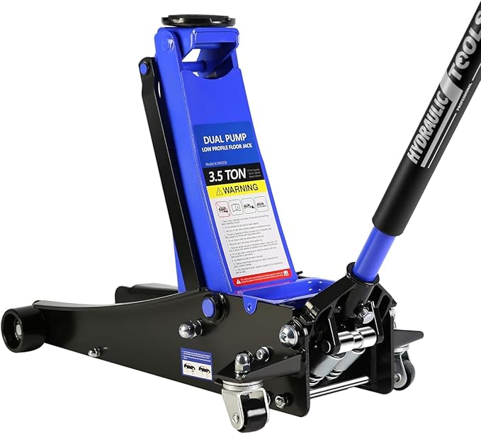 3.5 Ton Low Profile Floor Jack, Heavy Duty With Dual Pistons Quick Lift Pump, Steel Car Adjustable Height 4"-21", Hydraulic Trolley 7000 LBS Capacity, Blue