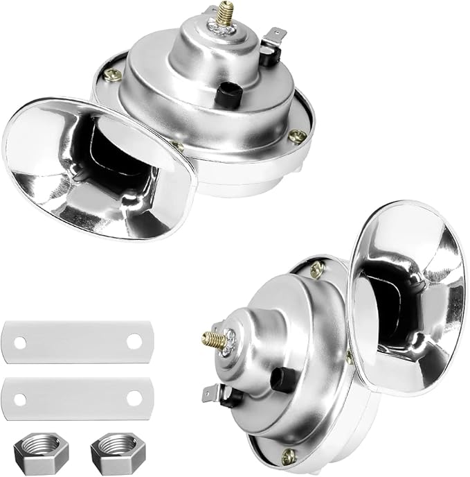 Super Loud Train Horns, Car Waterproof Durable Air Electric Snail Horn, 12V Raging Sound Air Horns Replacement Kit, Automotive Accessories Universal for Car, Motorcycle, Truck, Bike, Boat (Silver)