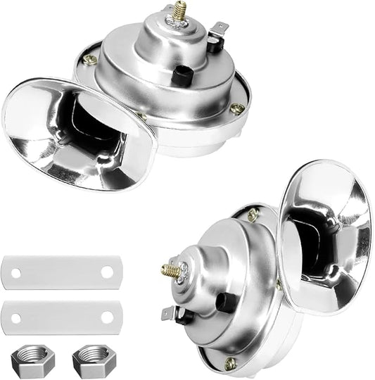 Super Loud Train Horns, Car Waterproof Durable Air Electric Snail Horn, 12V Raging Sound Air Horns Replacement Kit, Automotive Accessories Universal for Car, Motorcycle, Truck, Bike, Boat (Silver)