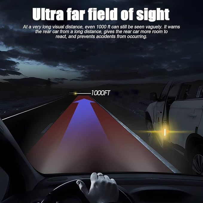 4PCS Reflective Open Warning Stickers for Car Door, Night Visibility Auto Safety Prompt Decals, 3.6 Inch Anti-Collision Protective Strip Tape, Car Accessories Universal for Truck, SUV, Van (Yellow)