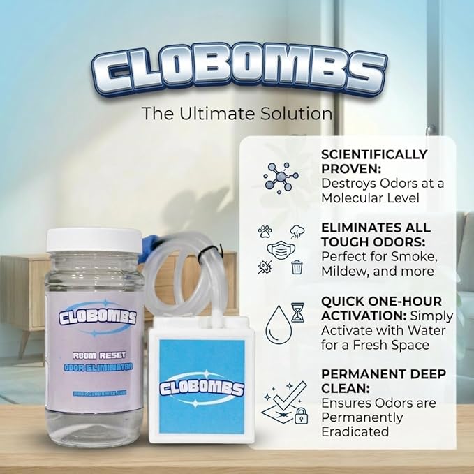 Odor Eliminator for Home - Advanced Chlorine Dioxide Odor Removal Kit Neutralizes Smoke, Pet Urine, Mildew & Skunk in 1 Hour - 400 Sq Ft Includes Bubbler