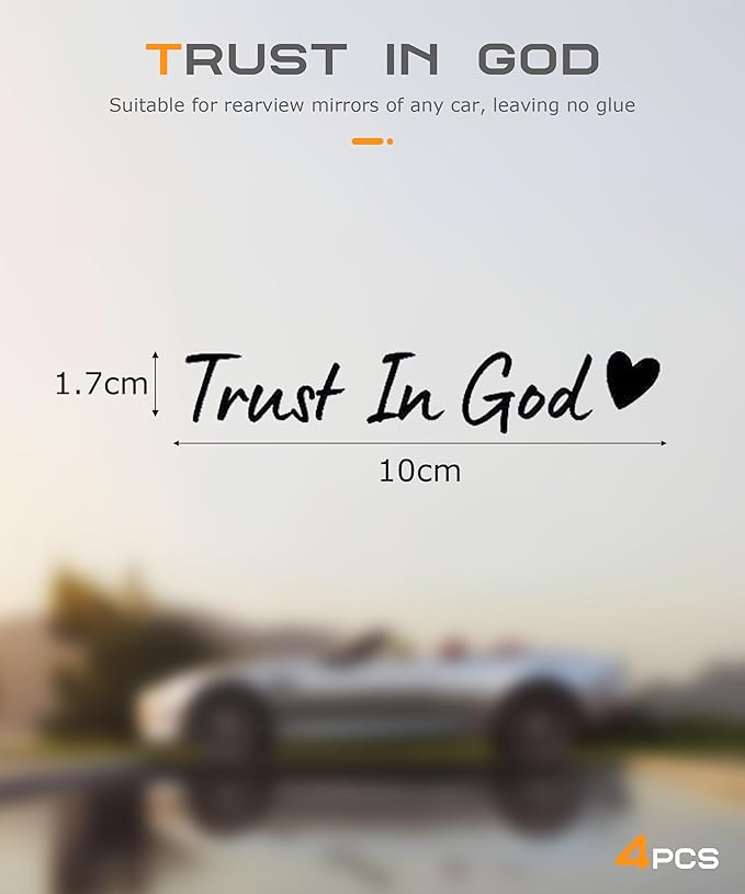 SCUARI 4PCS Car Stickers,Cars Decals,Car Accessories Trust in God Rearview Mirror Sticker,Auto Stickers and Decals,Auto Decals for Women,Trust in God Mirror Decoration,Fits Most Vehicles (Black)