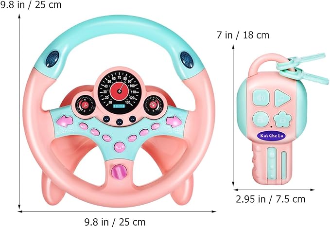 TOYANDONA Kids Steering Wheel Toy with Car Key, Racing Car Steering Wheel with Light and Music, Simulated Driving Racing Game Toy for Kids Boys Girls Aged 3 Years +
