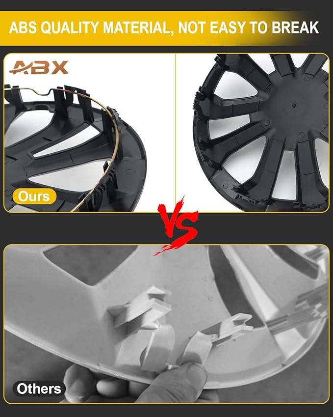 ABX Hubcap Wheel Covers Hub Caps 16 Inch Set of 4 Black & Silver Universal Wheel Rim Cover R16 Stylish Car Decor Wheel Covers for Toyota Camry Nissan Mazda (silver-05, 16 inch)