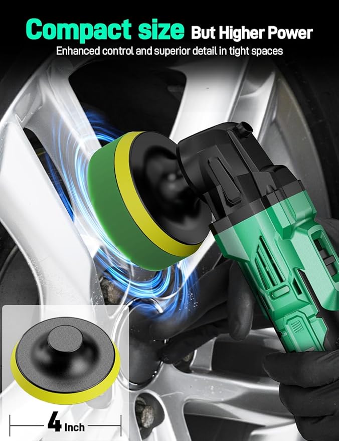KIMO 20V Cordless Buffer Polisher Kit, 25Pcs Polishing Kit, 6 Speeds to 6000RPM Cordless Polisher with 2000mAh Battery, 4 Inch Buffer Polisher for Car, Motorcycle, Truck Detailing, Scratch Remover