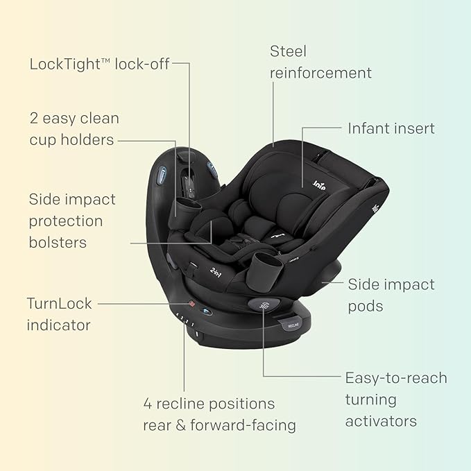 Chili Spin SI Rotating 2-in-1 Convertible Car Seat, Rear and Forward-Facing, No-Rethread Harness, Tested for Safety Standards (Mocha)