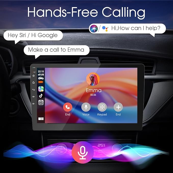 Haudio 10.1 Inch Double din car Screen,with wireles CarPlay and Android Auto,HD Touch Screen Car Stereo with Mirror Link, Bluetooth 5.0, Backup Camera, AUX,FM/AM Transmitter|Double din carplay Radio