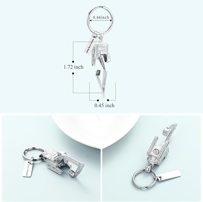 Imrsanl Truck/Excavator Urn Keychain for Ashes for Men Cremation Jewelry Urn Key Chain for Ashes Pendant Key Ring for Human