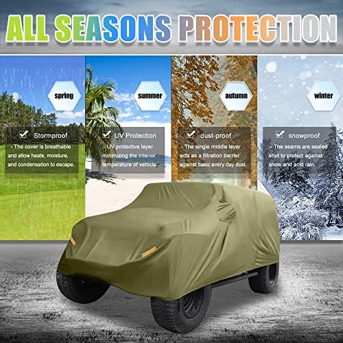X AUTOHAUX SUV Car Cover for Jeep Wrangler JK JL 4 Door 2007-2021 210D