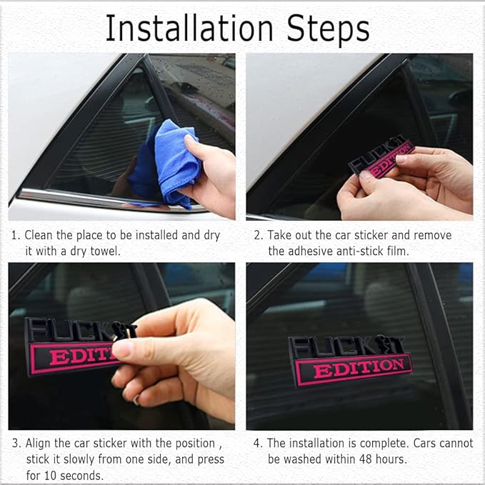 Fuck IT Edition Emblem, Car Exterior Emblems Badge 3D Sticker Decal, Fuck-IT Edition Emblem 3D Fender Badge Decal, 3D Fender Badge Decal Car Truck Replacement, Fit for All Cars (Black Rose)