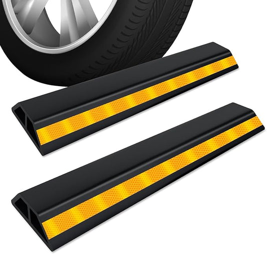 HOXWELL 2 Pcs 18'' Heavy Duty Parking Aid for Garage, with Yellow Safety Stripes, Parking Gadgets Protects Car and Garage Walls, Parking Stopper Easy to Install 2 Packs