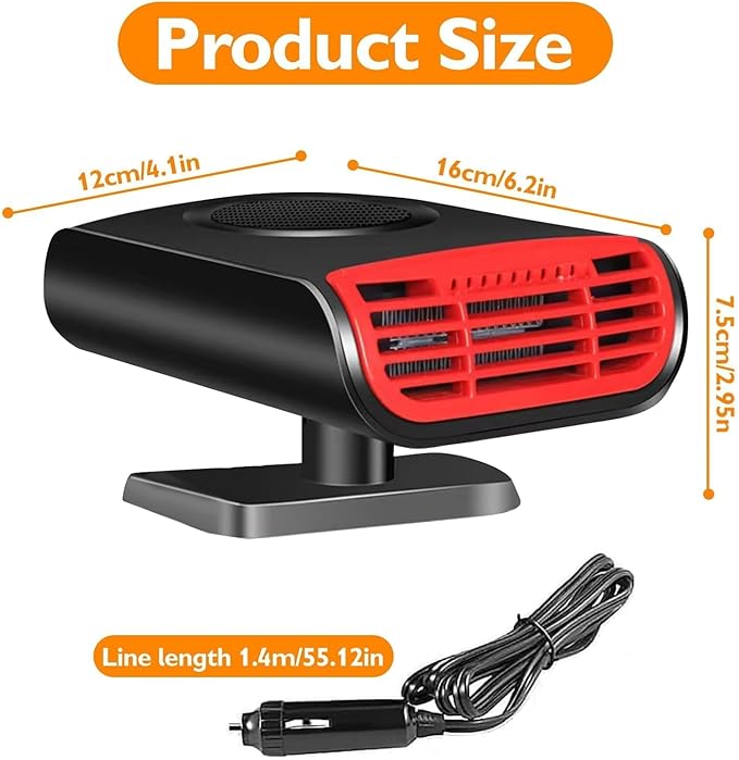 Car Heater, 12V 150W 2026 Upgrade 2-in-1 Portable Defroster & Defogger, Fast Heating & Cooling Fan for Windshield, Plugs into Cigarette Lighter for Car, Truck, RV