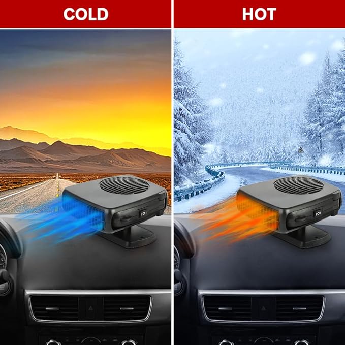 2 in 1 Car Heater,Fast Heating Defrost Defogger That Plugs into Cigarette Lighter-2 in 1 Cooling & Heating