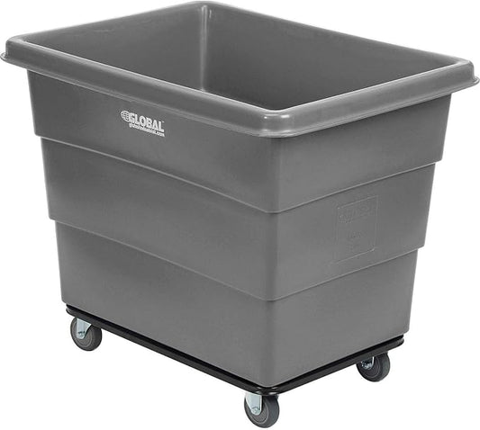 Global Industrial 12 Bushel Plastic Bulk Box Truck, Steel Chassis Base, 1000 lbs. Capacity, 4" Non-Maring Rubber Casters, Gray, 38-2/5"L x 28-9/10"W x 33" H
