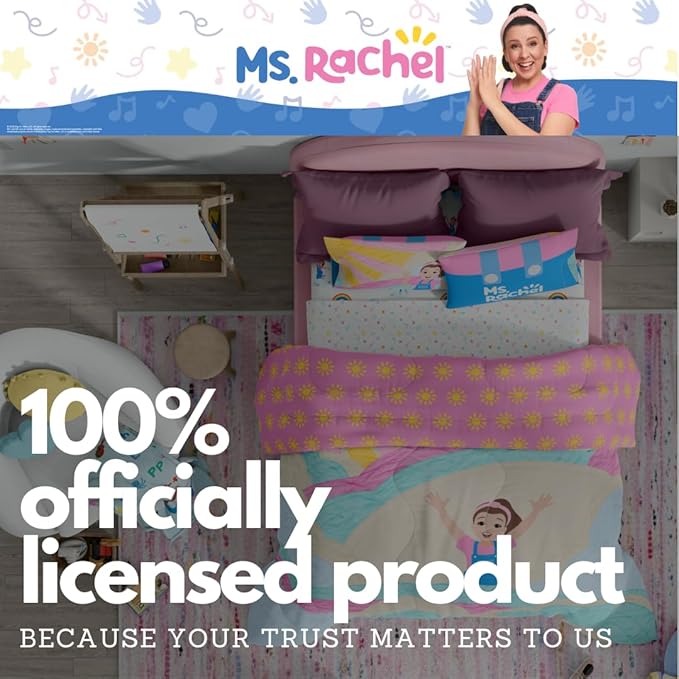 Ms. Rachel Educational Adventures Kids Bedding Super Soft Microfiber Comforter and Sheet Set, 5 Piece Full Size, (Officially Licensed Product) by Franco