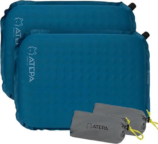 ATEPA Inflatable Seat Cushion, Compact Self-Inflating Seat Cushion for Stadium Airplane Air Travel Bleacher Camping, Blow Up Foam Seat Pad for Outdoor Sports Events Backpacking Hiking Sitting