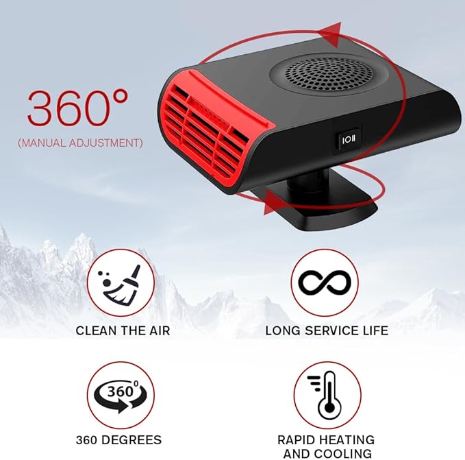 12V 150w Auto Heater,Leaflai Car Fan, 12V Portable Auto Cooling Fan 2 in 1 Fast Cooling/Heating Cigarette Lighter Car Fan for Vehicles Quick Cooling Air