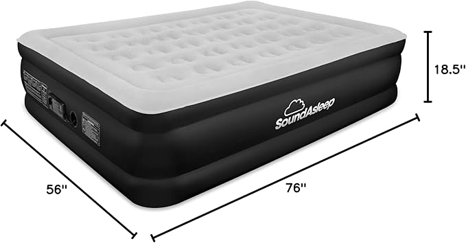 SoundAsleep Products Dream Series Luxury Air Mattress, ComfortCoil Technology, Built-in High Capacity Pump for Home, Camping- Double Height, Adjustable, Inflatable Blow Up, Portable - Full Size