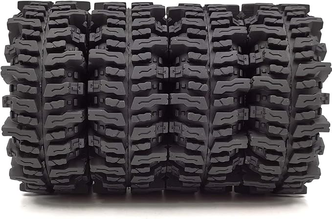 HOBBYSOUL 120mm Tall 1.9 Mud Slingers Tires T8 Soft Sticky Tyres & 1.9 Beadlock Wheels Rims Black Blue For RC 1/10 Rock Crawler SCX10 TRX4 Gen8, (4-Pack, HS700601)
