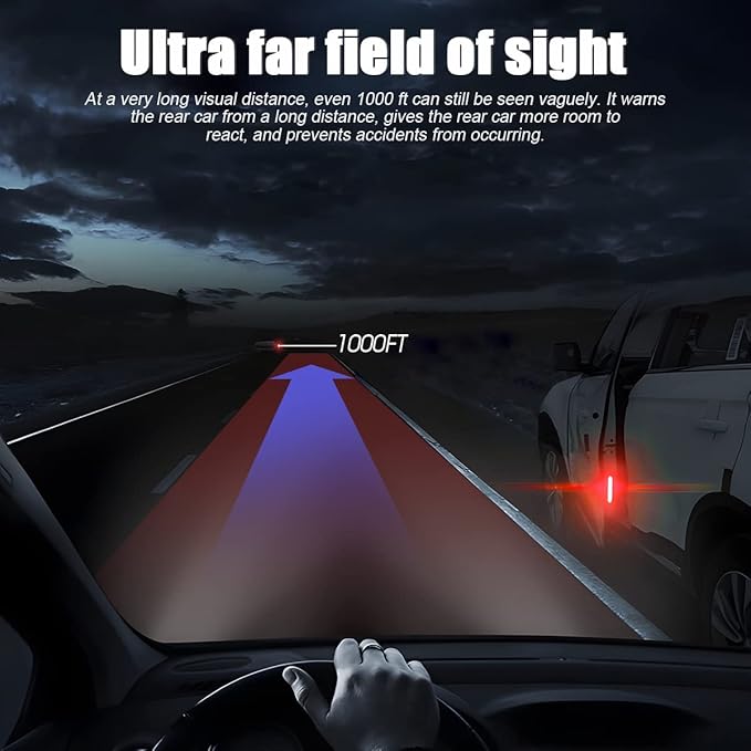4PCS Reflective Open Warning Stickers for Car Door, Night Visibility Auto Safety Prompt Decals, 3.6 Inch Anti-Collision Protective Strip Tape, Car Accessories Universal for Truck, SUV, Van (Red)