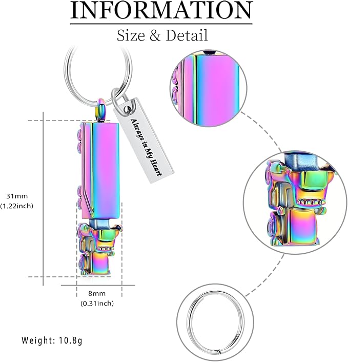 Imrsanl 18 Wheeler Semi Truck Urn Keychain for Ashes for Men Women Memorial Pendant Key Ring Cremation Jewelry Keepsake