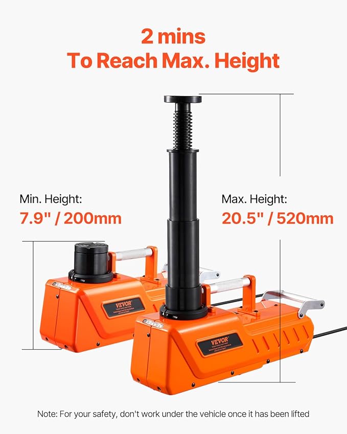 VEVOR Electric Car Jack, 15 Ton Hydraulic Jack Lift, Hydraulic Lifting Range 7.9-20.5 inch Portable Jack kit for Sedan, SUV, Truck