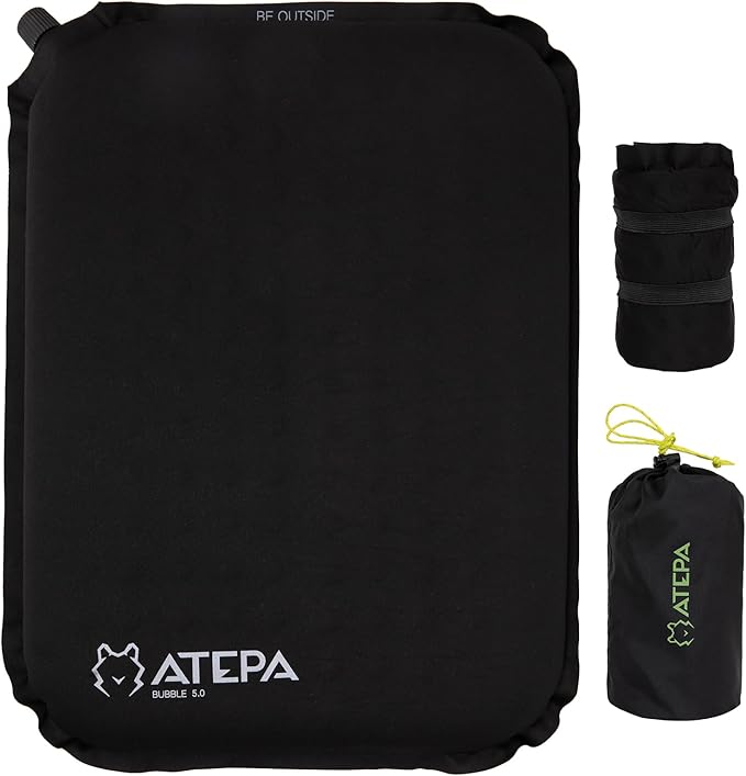ATEPA Inflatable Seat Cushion, Compact Self-Inflating Seat Cushion for Stadium Airplane Air Travel Bleacher Camping, Blow Up Foam Seat Pad for Outdoor Sports Events Backpacking Hiking Sitting