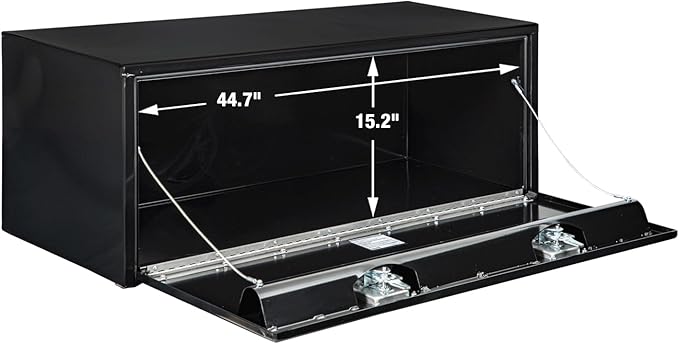 Buyers Products 1702310 Black Steel Underbody Truck Box with T-Handle Latch, 18 x 18 x 48 Inch, Contractor Toolbox With Durable Lock, Job Tool Chest For Storage And Organization