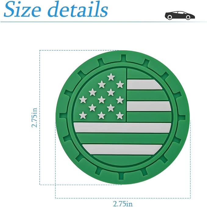 AUCELI 4 Pack Car Cup Holder Coasters, Colored American Flag US Flag Insert Car Cup Coaster, 2.75 Inch Anti Slip Shockproof Embedded Drink Mat, Vehicle Interior Decor Accessories