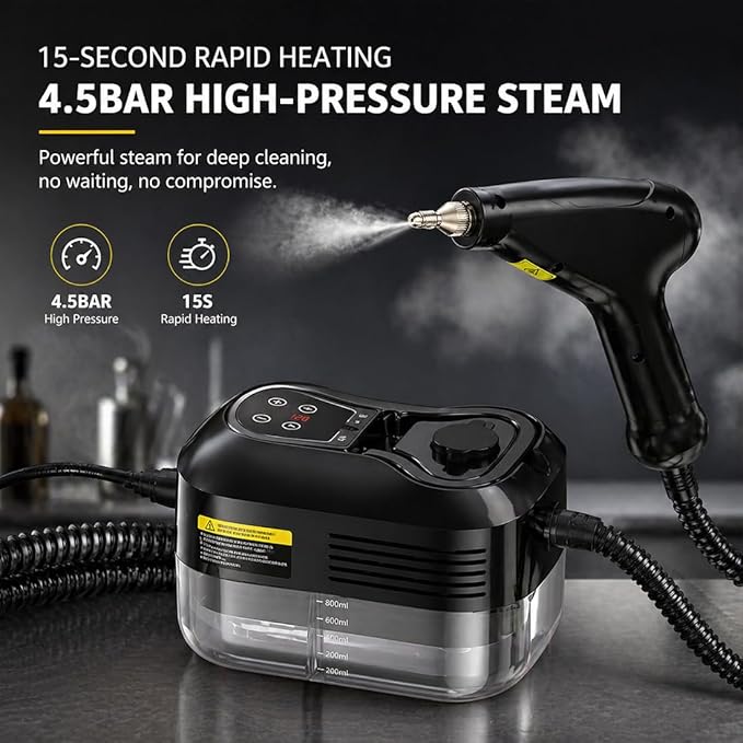 2500W Handheld High-Temperature Pressurized Steam Cleaner, Professional High-Pressure Rapid-Heating Steam Cleaner, Steam Cleaner For Car, Kitchen, Bathroom, Furniture, Windows (Red)