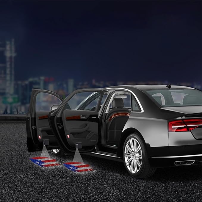 2Pcs Universal Car Door Lights Logo Projector, Auto Door Projection Wireless LED Welcome Courtesy Light, Welcome Ghost Shadow Lamp Vehicle Accessories Fit for Most Cars (Style D)