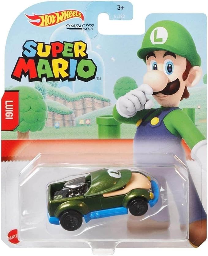 Hot Wheels Super Mario Character Cars – Complete Bundle of 6 (GJJ23‑956G) | Includes Mario, Luigi, Princess Daisy, Blue Yoshi, Donkey Kong & Bullet Bill | 1:64 Scale Die-Cast Vehicles – Mattel Ages 3+