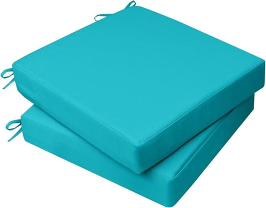 AAAAAcessories Outdoor Seat Cushions for Chairs, Waterproof, Fade-Resistant, 22" x 22" x 3", Patio Furniture Replacement Cushions, Set of 2, Turquoise Blue