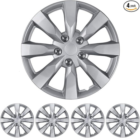 BDK (4-Pack) Premium 16" Wheel Rim Cover Hubcaps OEM Style Replacement Snap On Car Truck SUV Hub Cap - 16 Inch Set, Abs,Steel, Acrylonitrile Butadiene Styrene