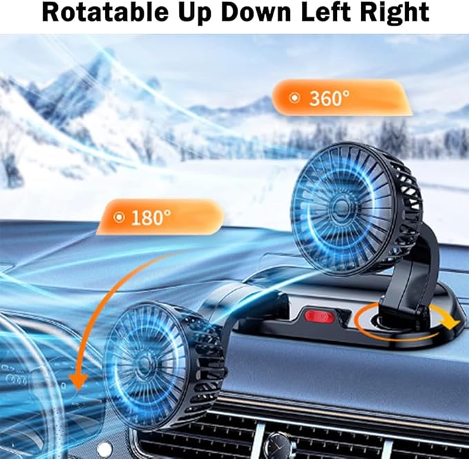 Must-Have Dual Head Car Fan – 360° Rotatable USB Cooling Fan, Powerful Fast Cooling for Car Dashboard, Perfect for SUV, RV, Boat, Home & Office, Instant Beat Summer Heat