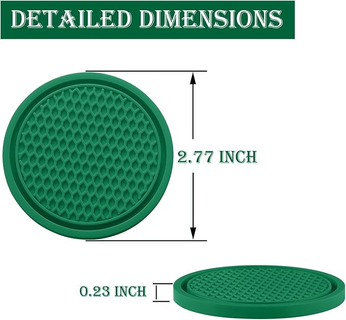 SINGARO Car Cup Coaster, 4PCS Universal Non-Slip Cup Holders Embedded in Ornaments Coaster, Car Interior Accessories, Green