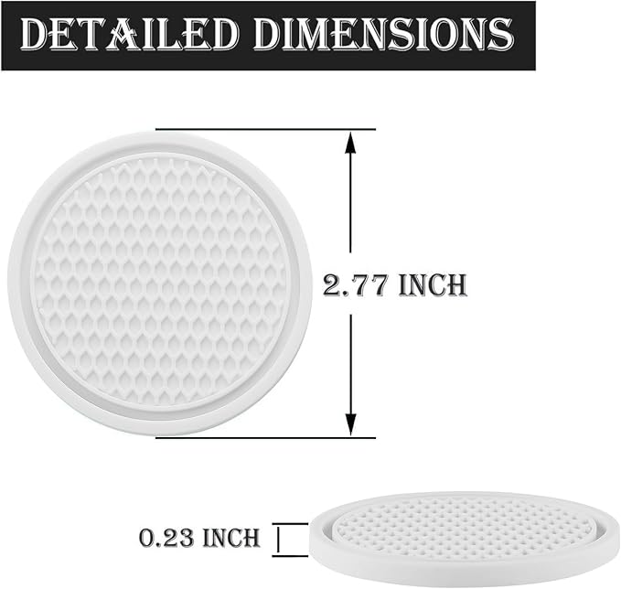 SINGARO Car Cup Coaster, 4PCS Universal Non-Slip Cup Holders Embedded in Ornaments Coaster, Car Interior Accessories, White