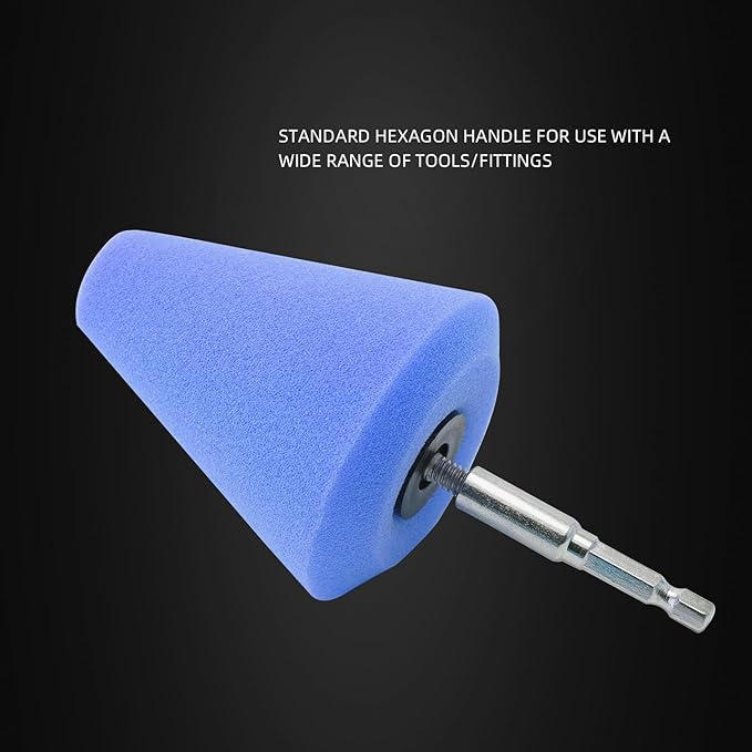 SPTA Polishing Cone, Car Wheel Hub Drill Buffing Sponge Pads Kit, Polishing Ball (Blue T80 Medium Cut Polishing Cone)