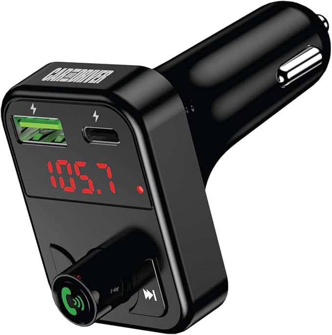 Car and Driver Bluetooth 5.3 FM Transmitter Charger, Dual USB Car Adapter with Fast 4.8 A Charging, Wireless Bluetooth Transmitter, Hands-Free Calling, Built-in Mic, LED Display, Micro-SD Card Slot
