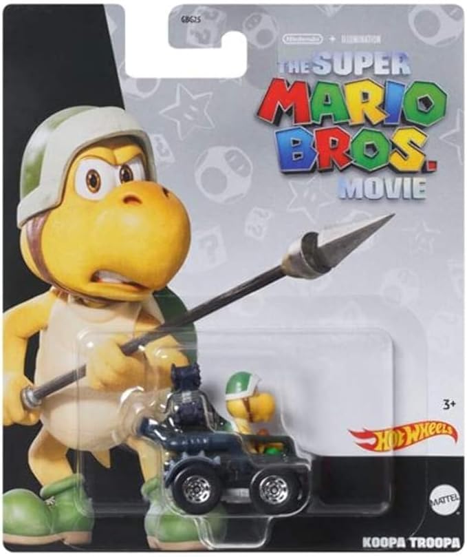 Hot Wheels Super Mario Bros. Movie Character Cars 4‑Pack Bundle, Mario, Toad, Koopa & Donkey Kong, Die‑Cast 1:64 Scale Vehicles, Ages 3+